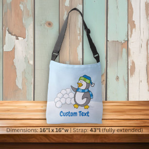 Bolsa Ajustável Pequeno pinguim com bolas de neve balançando cruze