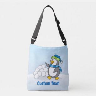 Bolsa Ajustável Pequeno pinguim com bolas de neve balançando cruze