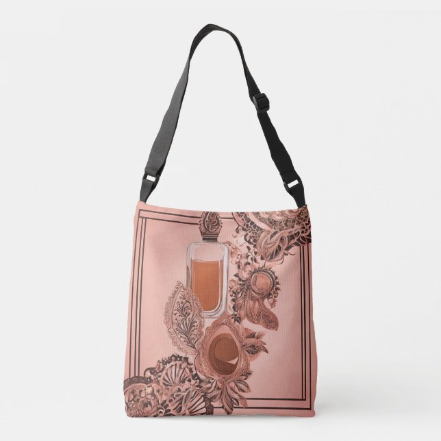 Bolsa Ajustável Perfume Me com Renda arte de IA em Bege Luxuoso (Verso)