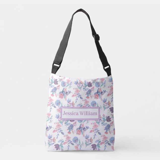 Bolsa Ajustável Personal Modern Watercolor Blue Hydrangeas Floral (Frente)