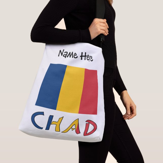 Bolsa Ajustável Personalização da Bandeira do Chade Preta  (Close Up)