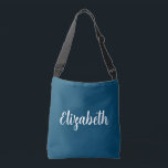 Bolsa Ajustável Personalizar seu nome Caligrafia Azul e Laranja<br><div class="desc">Substitua O Texto Do Seu Nome De Script Aqui,  O Elegante E Moderno Mínimo Design,  Teal Leve E Rosa,  Comprando A Sacola Crossbody.</div>
