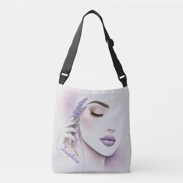 Bolsa Ajustável Personalized Lavender Purple Woman Elegant Chic (Frente)