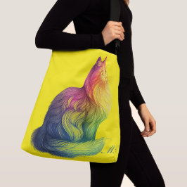 Bolsa Ajustável Personalized Rainbow Cat Monogram 
