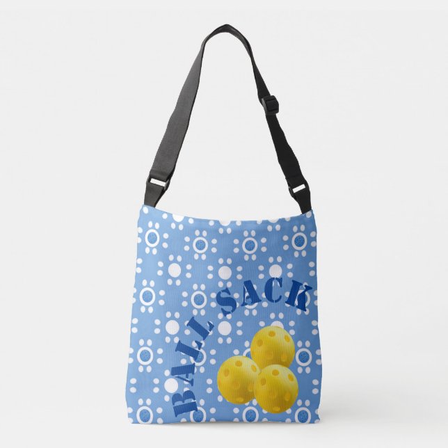 Bolsa Ajustável Pickball Ball Sack Blue Bolinhas brancas amarelas (Frente)