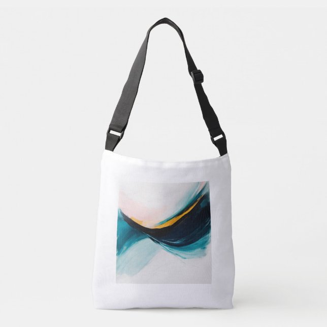 Bolsa Ajustável pincelada de ouro azul-abstrato (Frente)