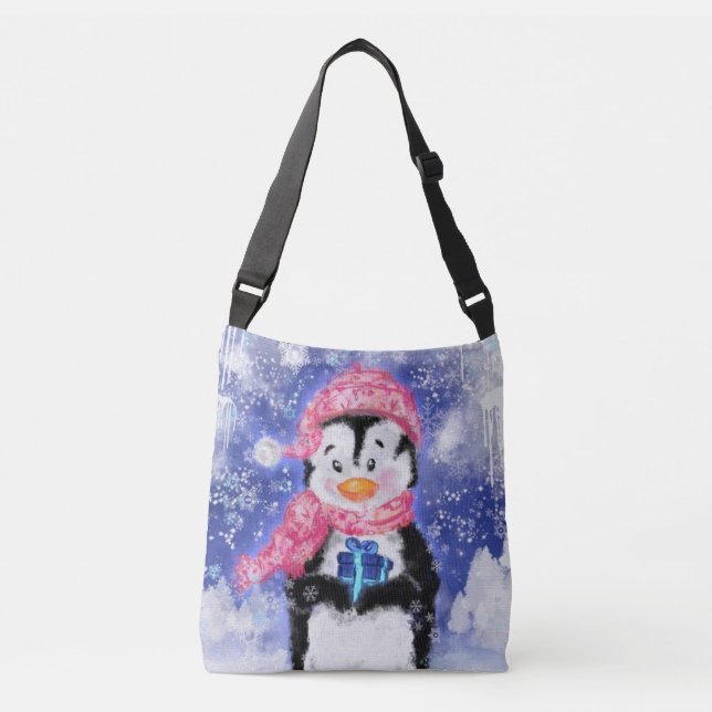Bolsa Ajustável Pinguim Feliz - Natal - (Frente)