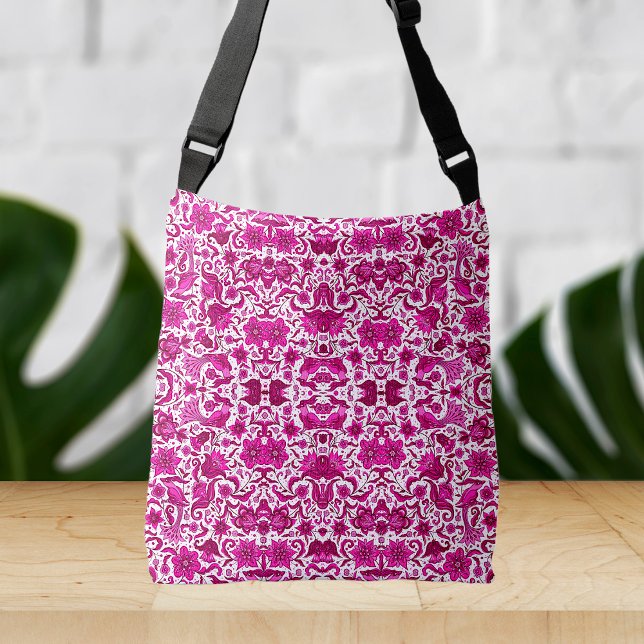 BOLSA AJUSTÁVEL PINK VINTAGE TROPICAL FOLPICAL ART IMPRESSÃO (Criador carregado)