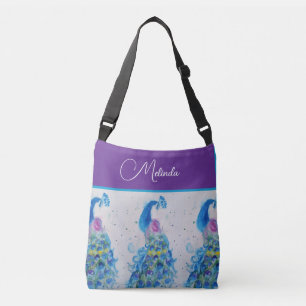 Bolsa Ajustável Pintura Azul de Peacock Elegante