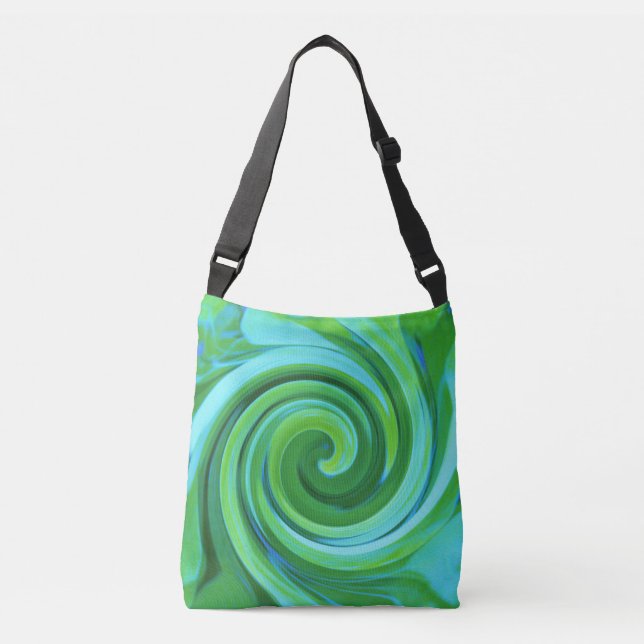 Bolsa Ajustável Pintura em espiral líquida de Abstrato Turquesa (Frente)