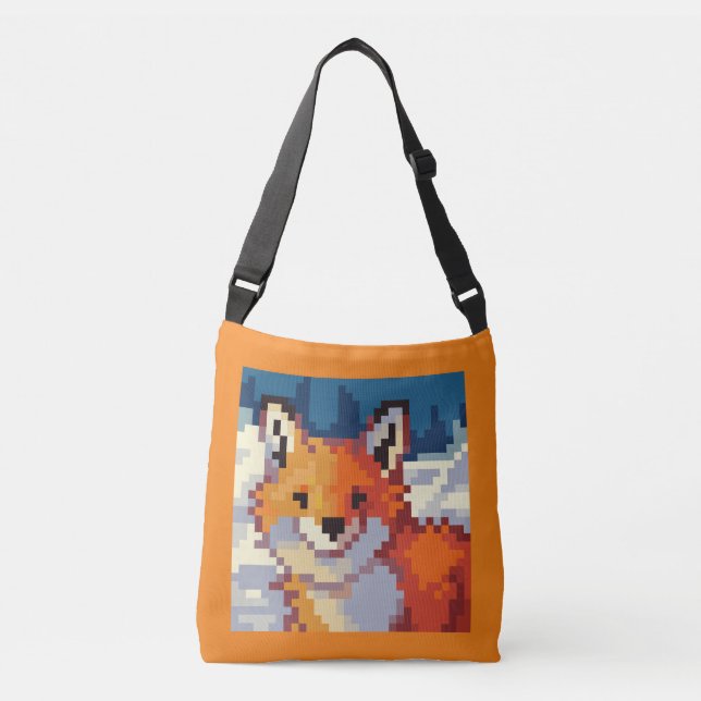Bolsa Ajustável Pixelart, Pixel Art, Fox, vos (Frente)