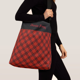 Bolsa Ajustável Plaid Preto e Vermelho de Natal Personalizado