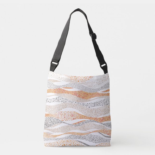 Bolsa Ajustável Pointilismo Wavy Polka: Têxtil de Doodle Cute (Frente)