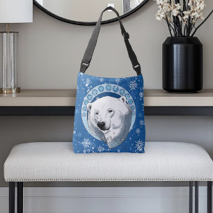 Bolsa Ajustável Polar Bear Snowflakes Art Nouveau