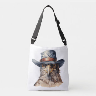 Bolsa Ajustável Pombo engraçado vestindo um chapéu de cowboy, aqua