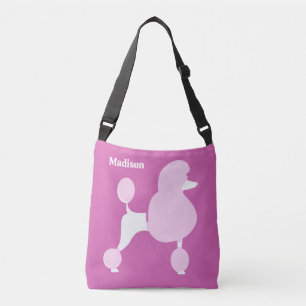 Bolsa Ajustável Poodle Rosa de Nome Personalizado