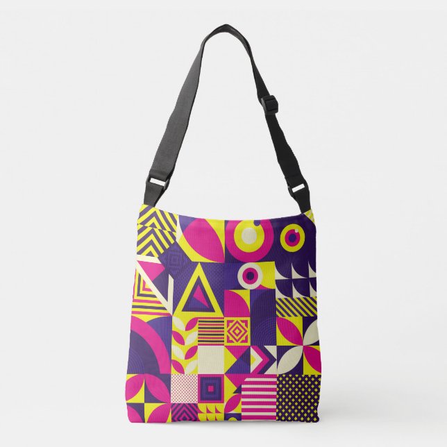 Bolsa Ajustável Pop art, formas geométricas coloridas. (Frente)