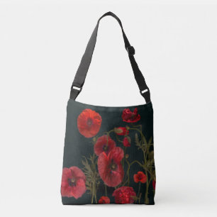 Bolsa Ajustável Poppies Vermelhos em Preto