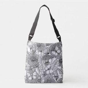 Bolsa Ajustável Prado de dandelion em preto e branco