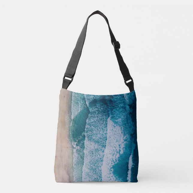 Bolsa Ajustável Praia Sandy das Ondas do Oceano Azul (Frente)