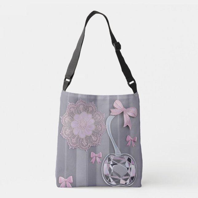 Bolsa Ajustável Presente de casamento Rosa & Cinza arte AI Cristal (Verso)
