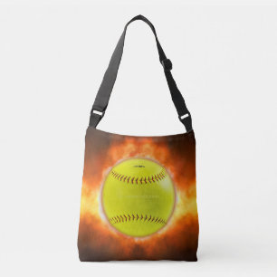 Bolsa Ajustável Presentes gays artísticos de softbol em chamas da 