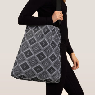 Bolsa Ajustável Preto Branco Cinza Diamante Geométrico