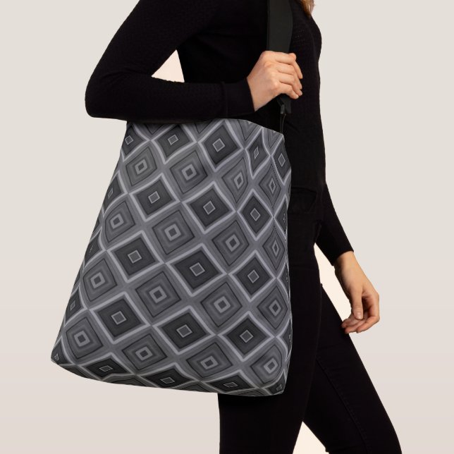 Bolsa Ajustável Preto Branco Cinza Diamante Geométrico  (Close Up)
