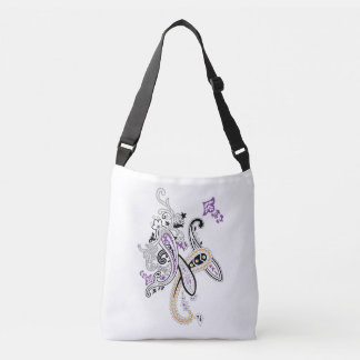 Bolsa Ajustável Preto Branco Roxo Laranja Ornate Paisley