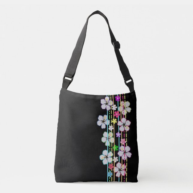 Bolsa Ajustável Preto C/Flores (Frente)