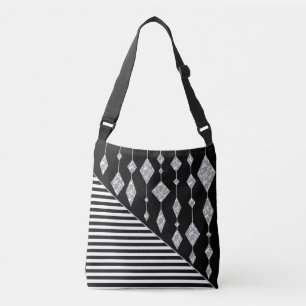 Bolsa Ajustável Preto e branco, abstrato, geométrico, simples, Dig