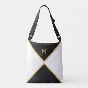 Bolsa Ajustável Preto Elegante, Dourado e Branco