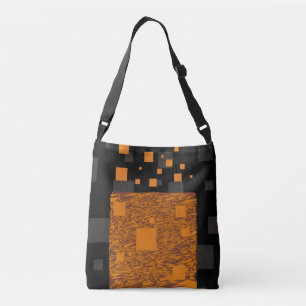 Bolsa Ajustável Preto Laranja Quadrados Flutuantes Mistério Marrom