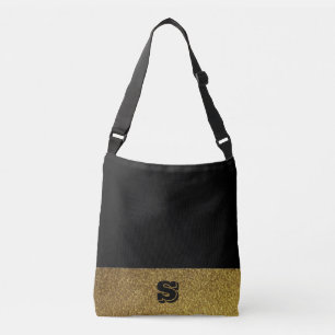 Bolsa Ajustável Preto Monogrammed e ouro