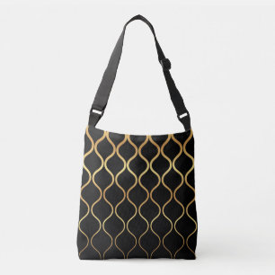 Bolsa Ajustável Preto, ouro, legal, tendência, desenho abstrato re