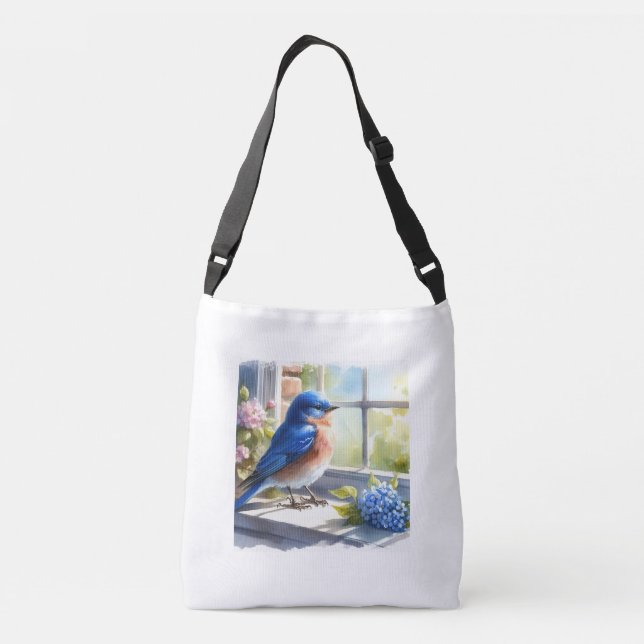 Bolsa Ajustável Primavera de pássaro azul (Verso)