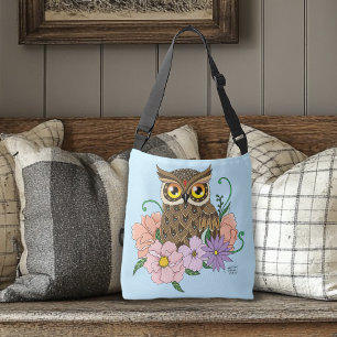 Bolsa Ajustável Primavera Pastel Flowers Owl