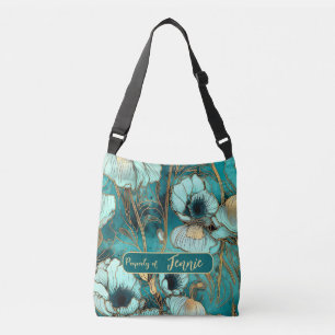 Bolsa Ajustável Propriedade do Padrão Floral de Adicione Seu Nome
