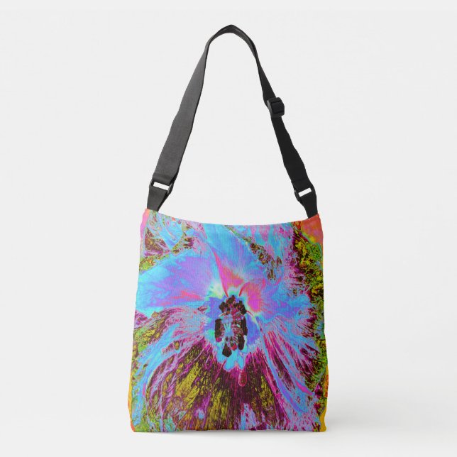 Bolsa Ajustável Psicodélico Cornflower Blue e Magenta Hibiscus (Frente)