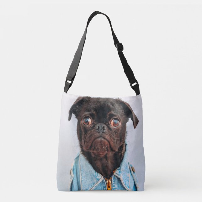 Bolsa Ajustável Pug em Denim Jackey Cachorro Adorável (Verso)