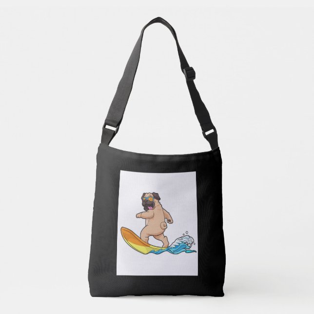 Bolsa Ajustável Pug Surfing Surfing Pug Vestindo Óculos (Frente)