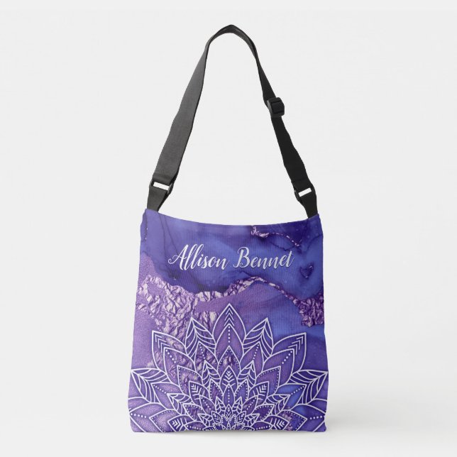 Bolsa Ajustável Púrpura Branca Personalizada Mandala (Frente)