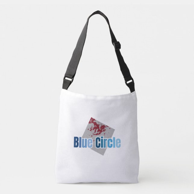 Bolsa Ajustável Quadrado Cinza com Mancha Vermelha e Texto de Círc (Frente)