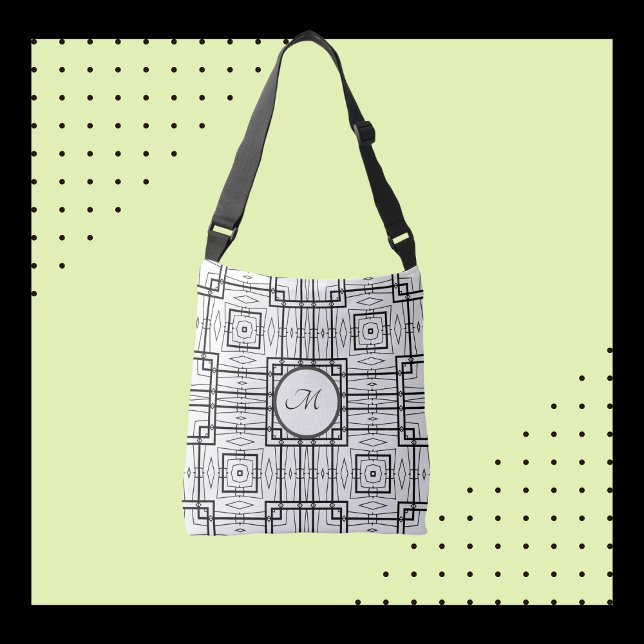 Bolsa Ajustável Quadrados Geométricos Preto e Branco Ombro ou (Criador carregado)