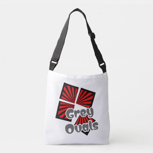 Bolsa Ajustável Quadrados vermelhos com vigas e ovais de Cinza (Frente)