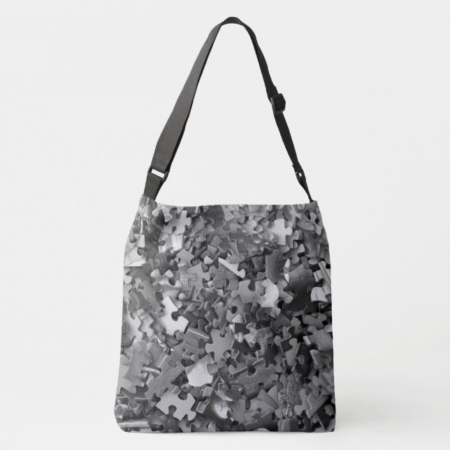 Bolsa Ajustável Quebra-cabeça de quebra-cabeça Cinza preto e branc (Verso)