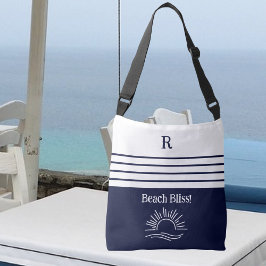Bolsa Ajustável Quic Monograma Marinho Costeiro Blue Stripes Beach