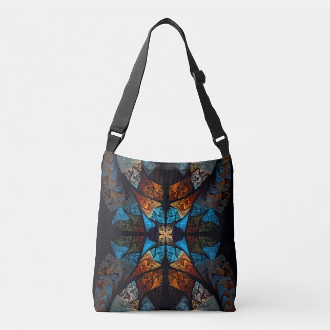 Bolsa Ajustável Quilted Estrela Abstrata em Azuis (Frente)