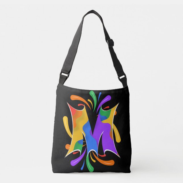 Bolsa Ajustável Rainbow Letter M Monogram Abstract (Frente)