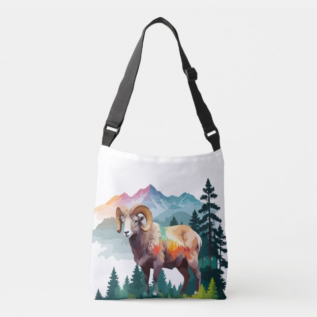 Bolsa Ajustável Ram Vetor Art Animal Na Natureza Majestosa Selvage (Frente)